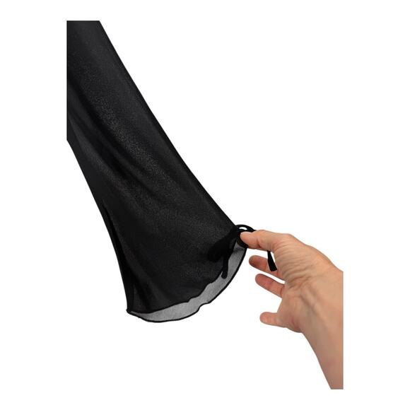 Bed Of Roses Nightie Robe Long Flare Sleeve Tie Black Sheer Lace Women’s M - Picture 5 of 10